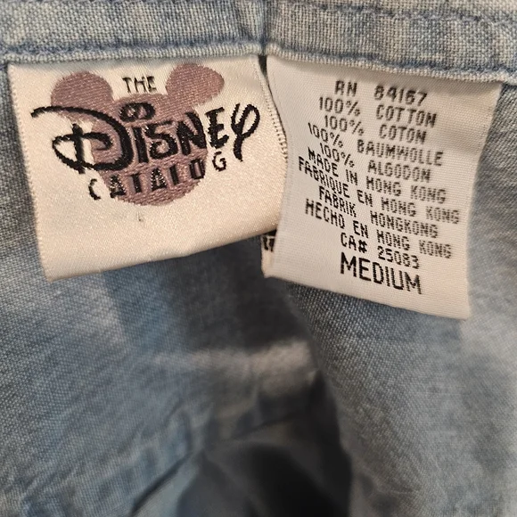 Winnie The Pooh Bear Embroidered Blue Denim Button Down Shirt Disney Store Med - Picture 4 of 6